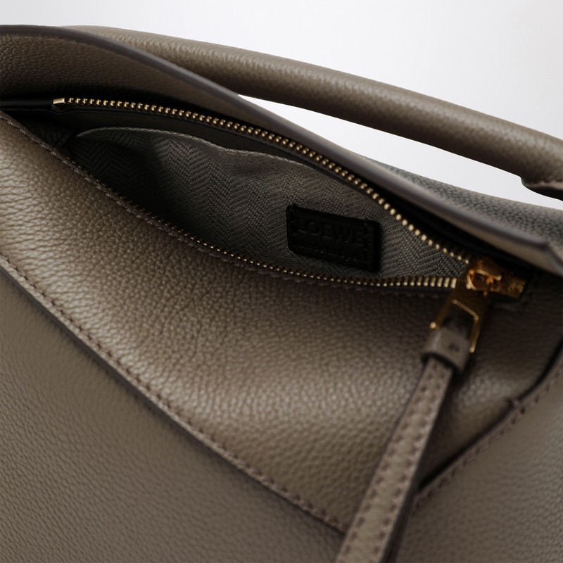 Loewe Mini Puzzle Edge Bag In Taupe Grained Leather In Gray