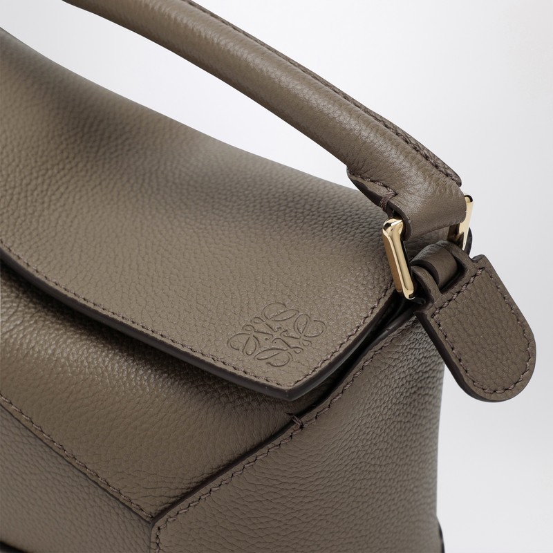 Loewe Mini Puzzle Edge Bag In Taupe Grained Leather In Gray