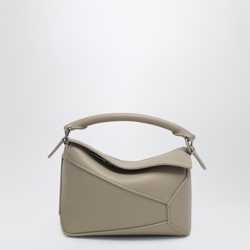 Loewe Mini Puzzle Edge Bag In Taupe Grained Leather In Gray