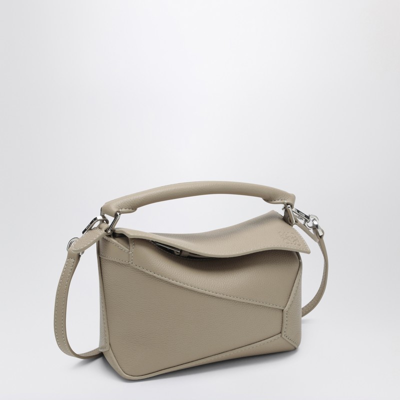 Loewe Mini Puzzle Edge Bag In Taupe Grained Leather In Gray