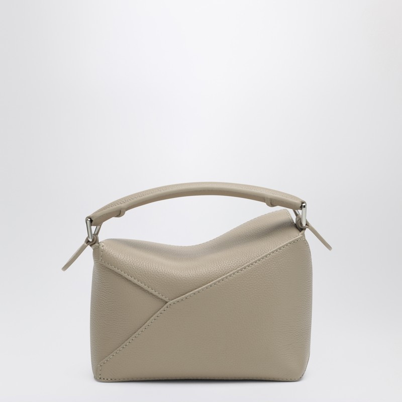 Loewe Mini Puzzle Edge Bag In Taupe Grained Leather In Gray