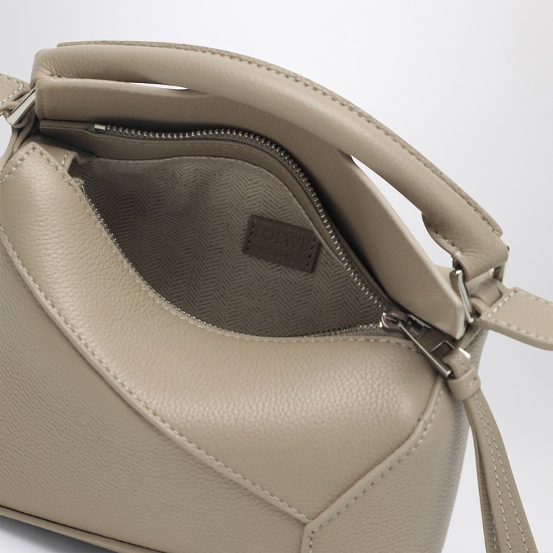 Loewe Mini Puzzle Edge Bag In Taupe Grained Leather In Gray