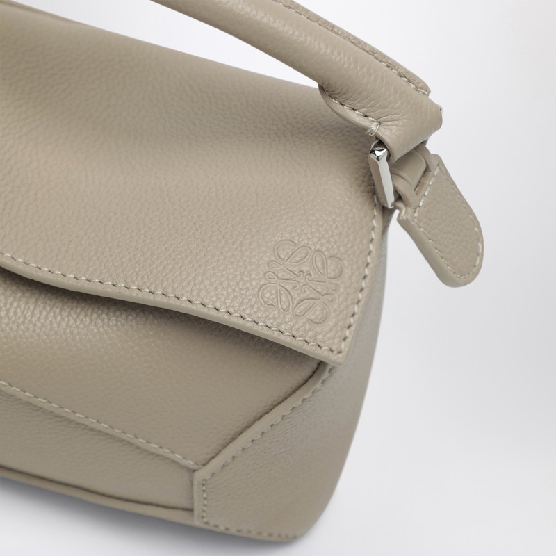 Loewe Mini Puzzle Edge Bag In Taupe Grained Leather In Gray