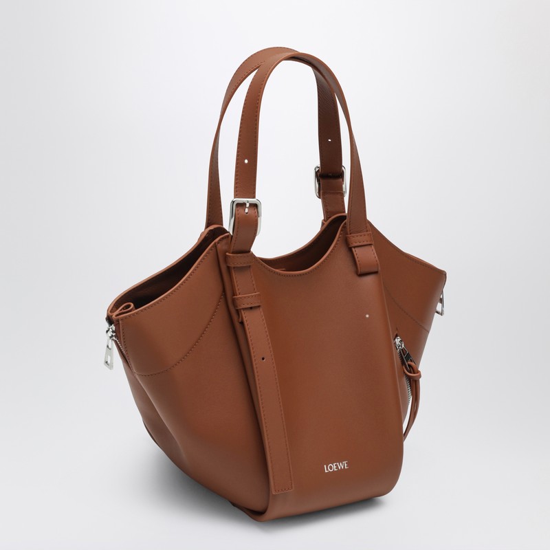 Loewe Light Brown Hammock Flip Bag In Leather In Brown