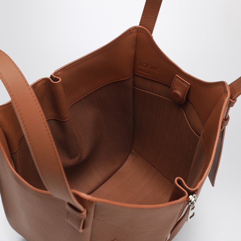 Loewe Light Brown Hammock Flip Bag In Leather In Brown