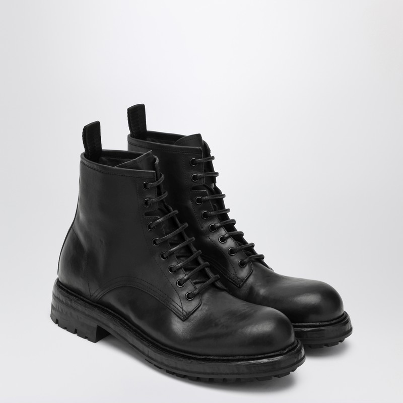 Dolce & Gabbana Leather Ankle Boot Chunky Sole In Black