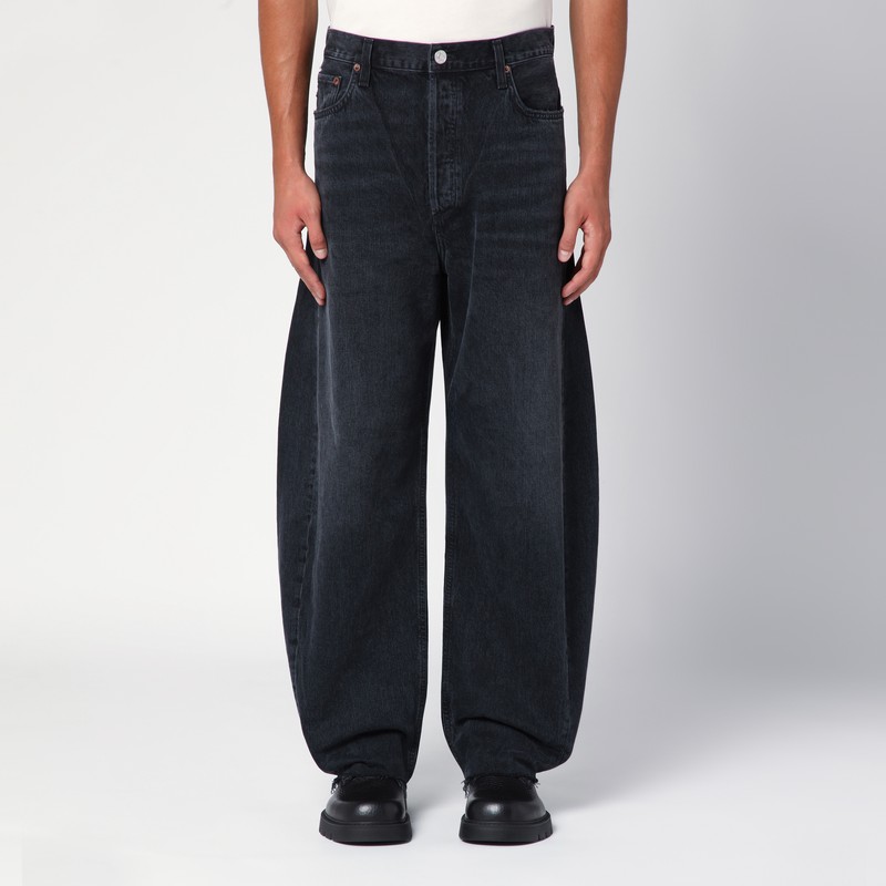 Agolde Luna Organic Denim Jeans With Frayed Hem In Black