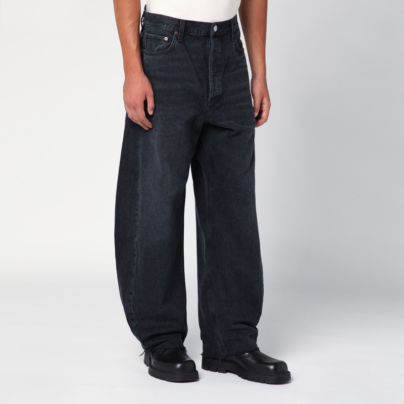 Agolde Luna Organic Denim Jeans With Frayed Hem In Black