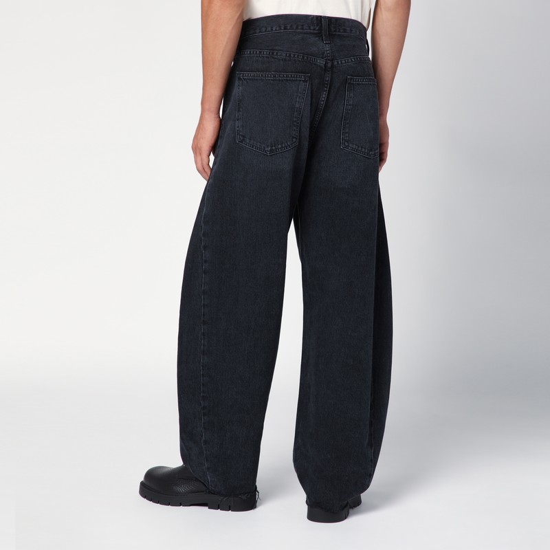 Agolde Luna Organic Denim Jeans With Frayed Hem In Black
