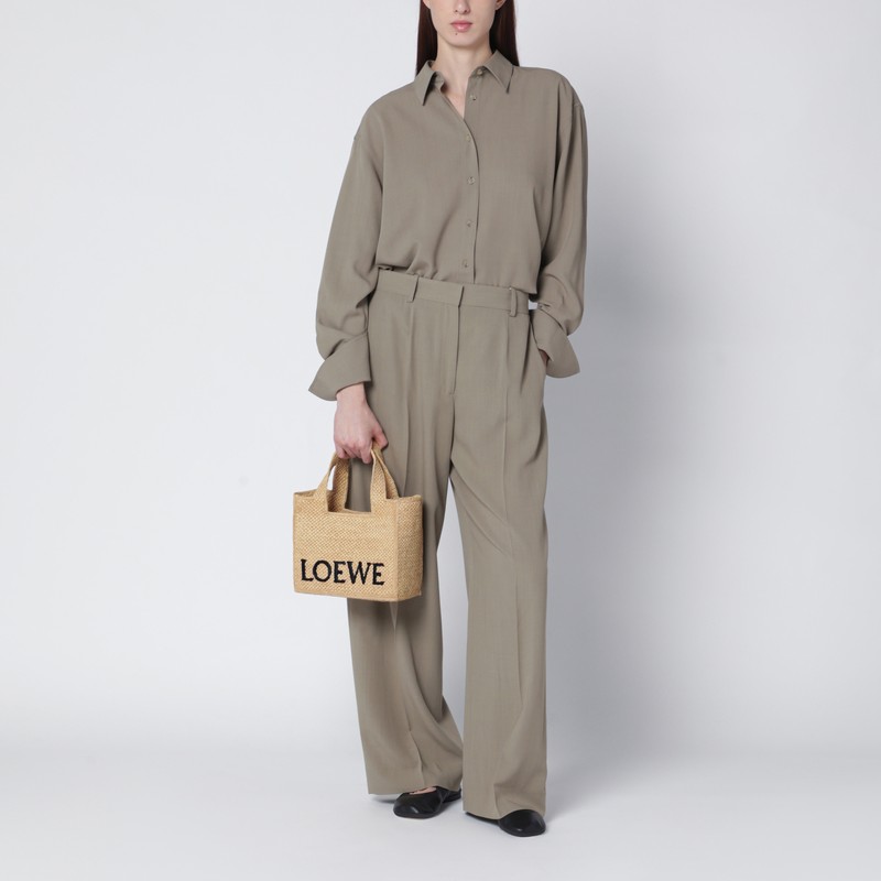 Loewe Font Tote Small Raffia Bag In Sand