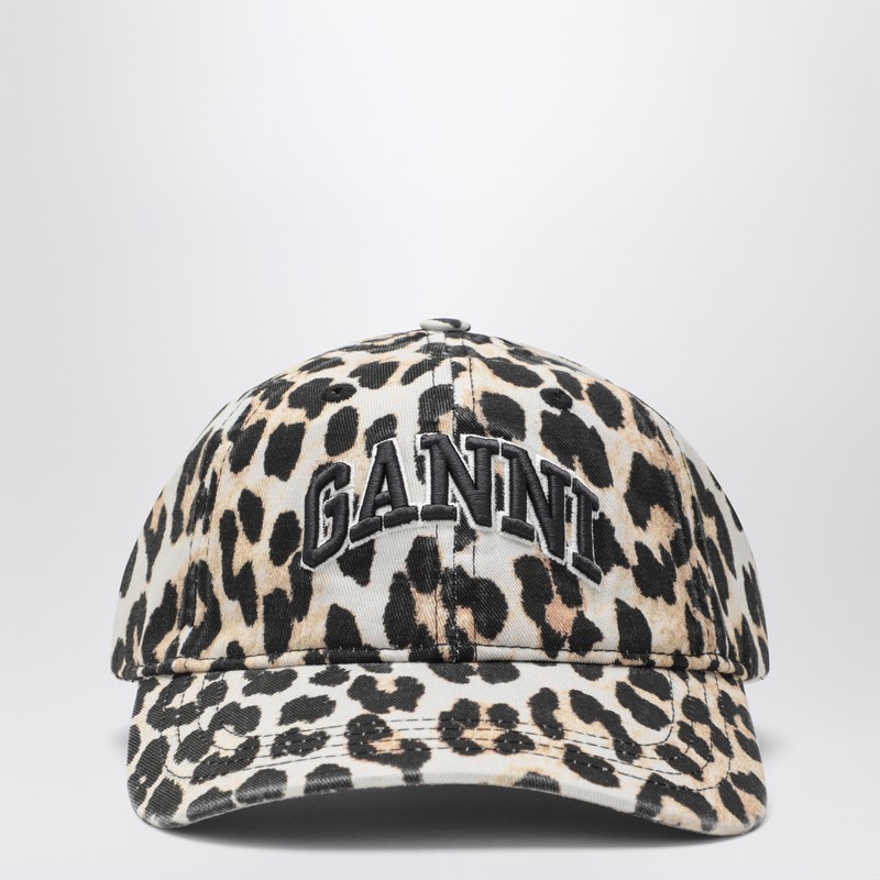 Leopard-print canvas baseball cap