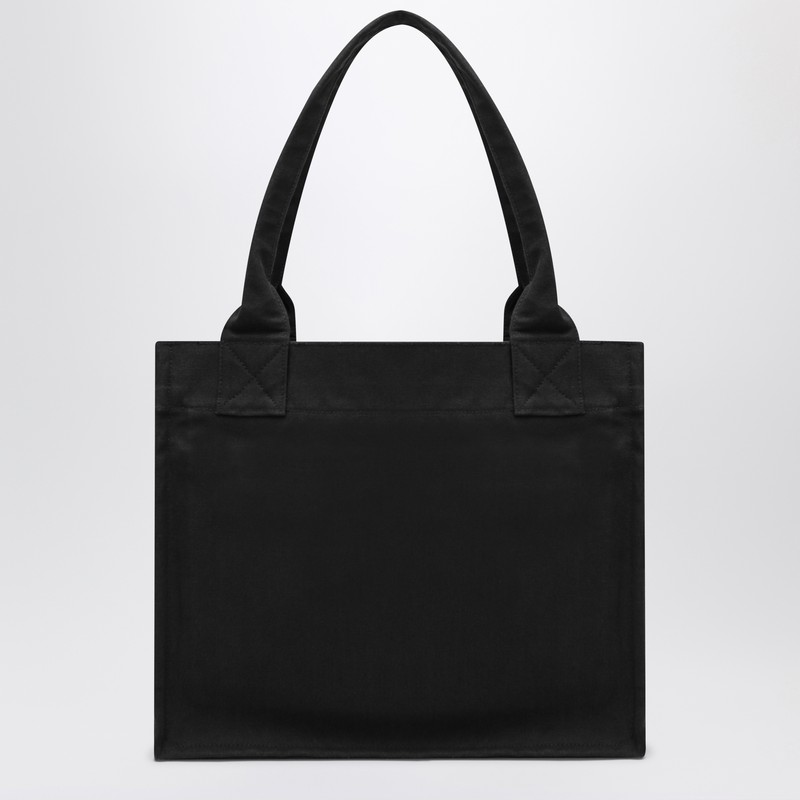 Ganni Large Black Canvas Tote Bag In Black