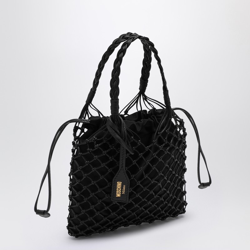 Moschino Women Woven Nappa Leather Shopping Bag In Black