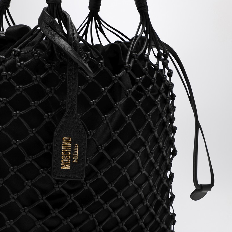 Moschino Women Woven Nappa Leather Shopping Bag In Black