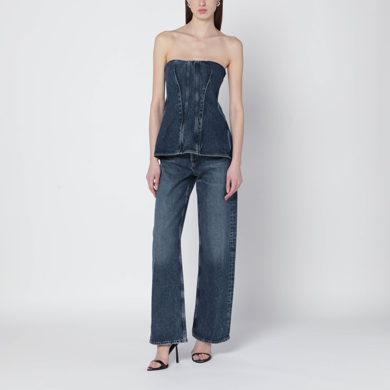 Agolde Blue Lara Denim Corset In Blue