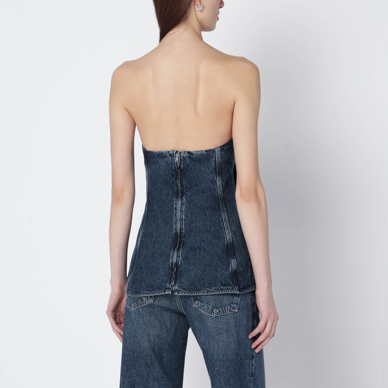 Agolde Blue Lara Denim Corset In Blue