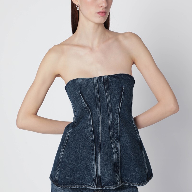Agolde Blue Lara Denim Corset In Blue