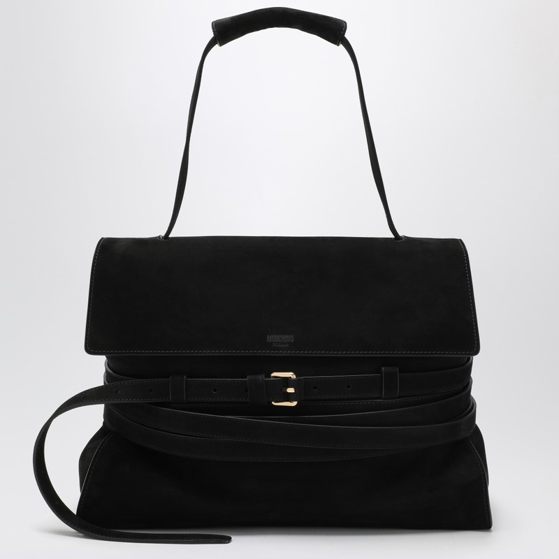 Small black suede shoulder bag