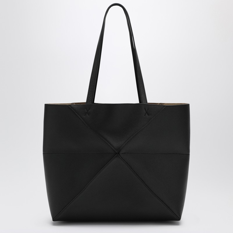 Loewe Medium Puzzle Fold Tote Bag In Black Grenade Leather In Black