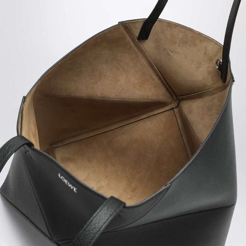 Loewe Medium Puzzle Fold Tote Bag In Black Grenade Leather In Black