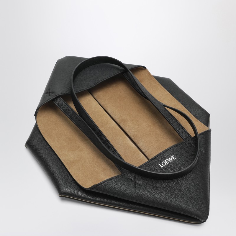 Loewe Medium Puzzle Fold Tote Bag In Black Grenade Leather In Black