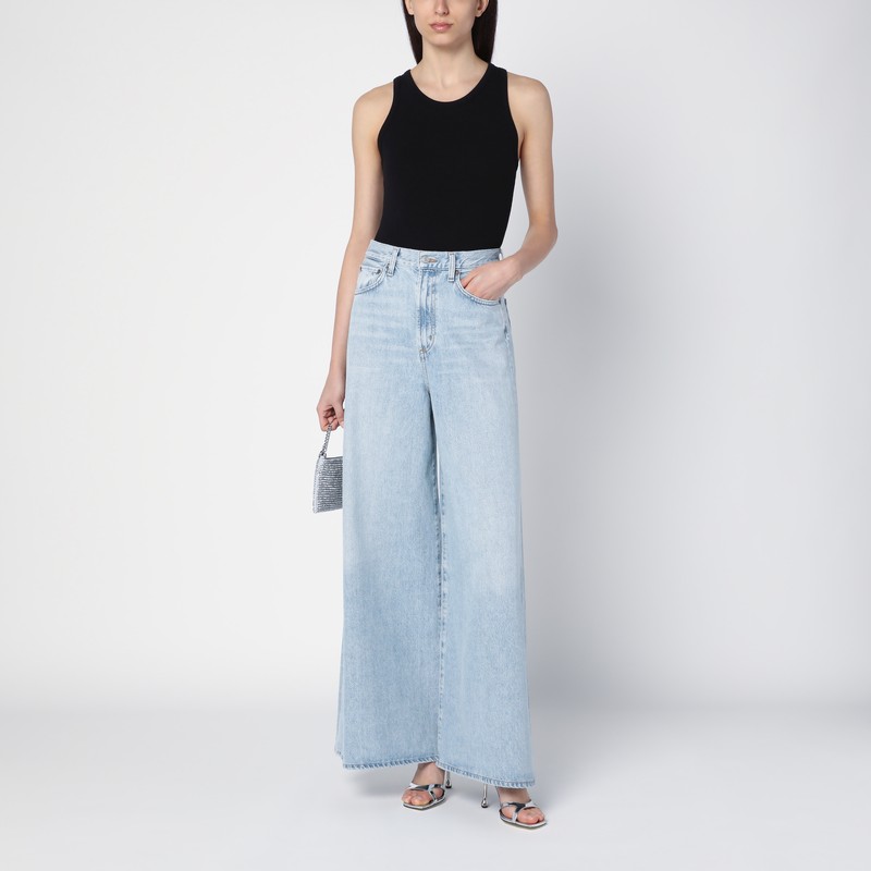 Agolde Light Blue Wide Denim Jeans In Light Blue
