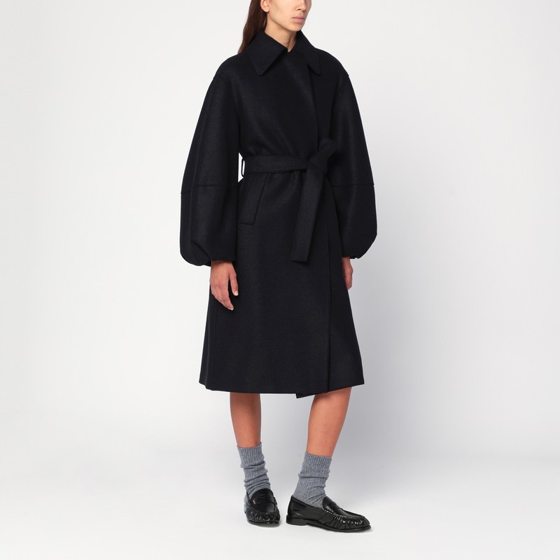 Black wool belted coat