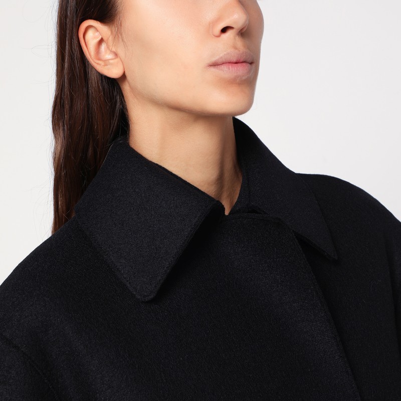 Harris Wharf London Black Wool Belted Coat In Black