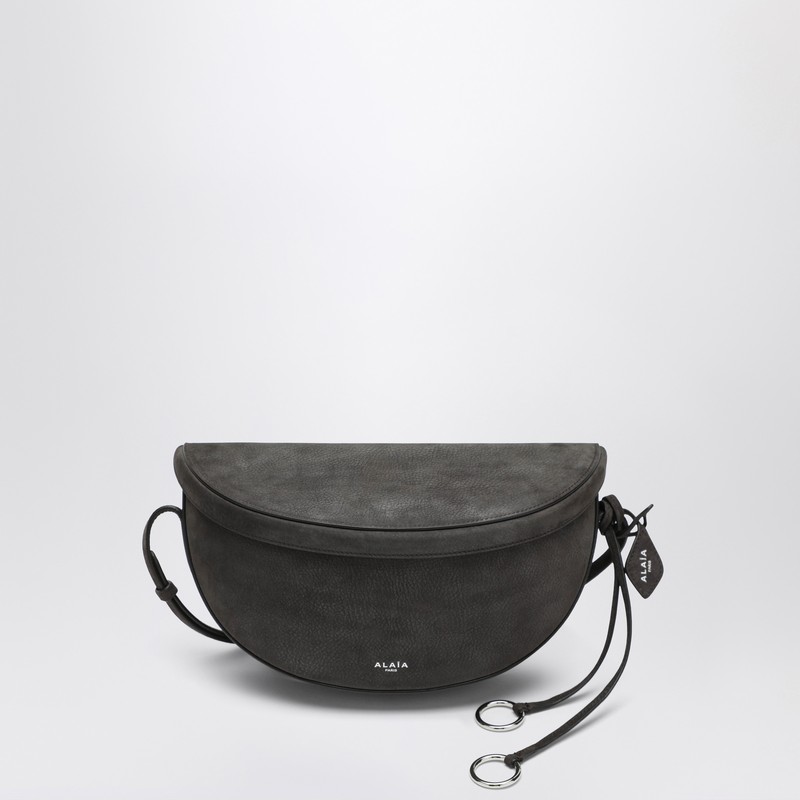 Alaïa Anthracite Gray Nubuck East West Belt Bag In Gray