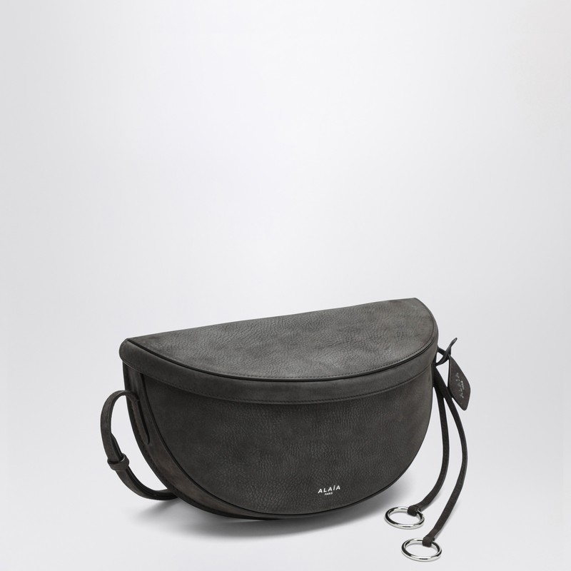 Alaïa Anthracite Gray Nubuck East West Belt Bag In Gray