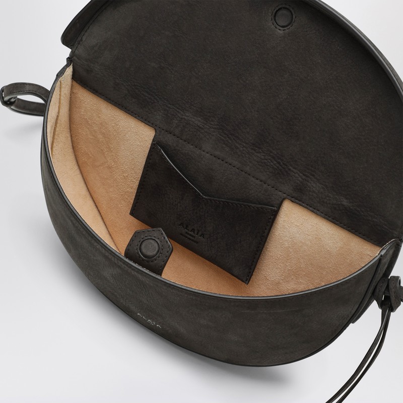 Alaïa Anthracite Gray Nubuck East West Belt Bag In Gray