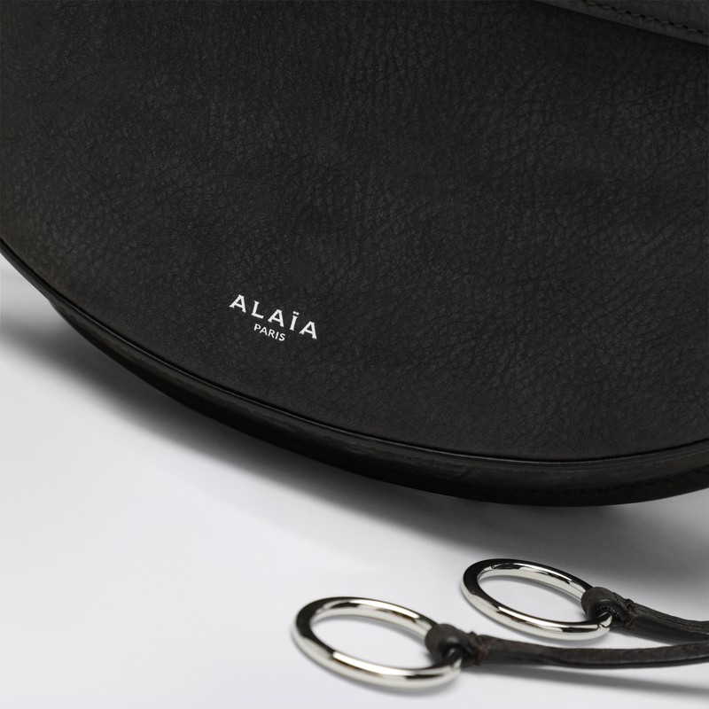 Alaïa Anthracite Gray Nubuck East West Belt Bag In Gray