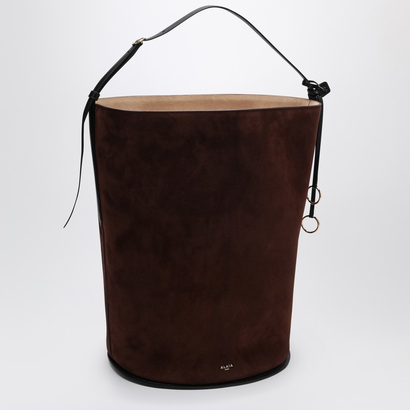 Alaïa Hip Large Brown Suede Leather Bucket Bag In Brown