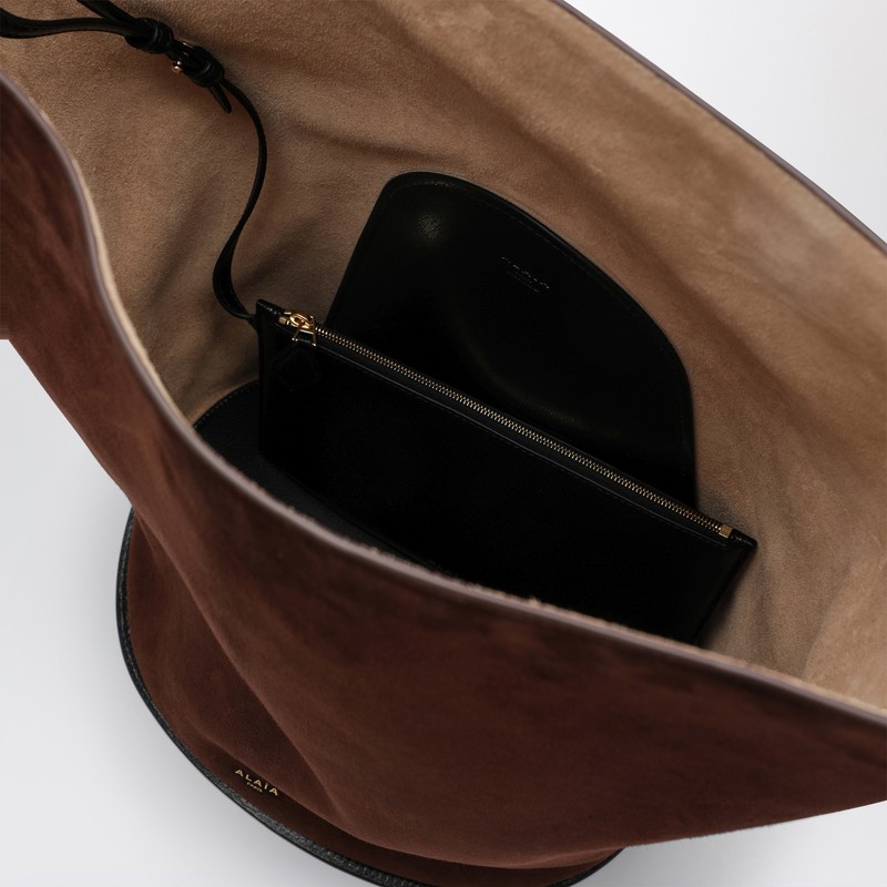 Alaïa Hip Large Brown Suede Leather Bucket Bag In Brown