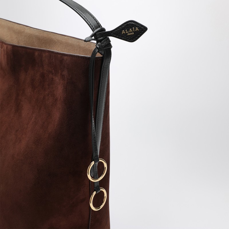 Alaïa Hip Large Brown Suede Leather Bucket Bag In Brown