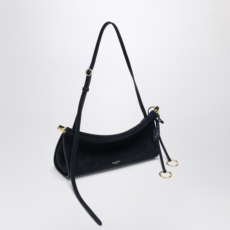 Alaïa Alaia Midnight Blue Suede Small Le Click East West Bag Women In Black