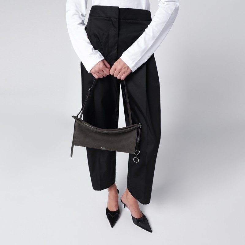 Alaïa Alaia Anthracite Gray Nubuck Medium Le Click East West Bag Women In Gray