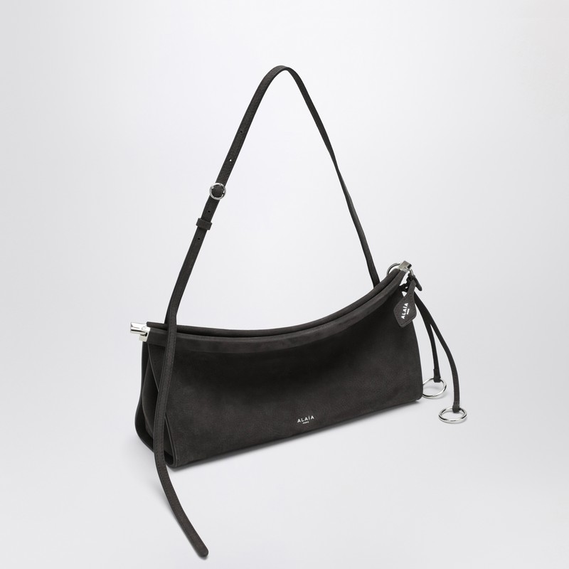 Alaïa Alaia Anthracite Gray Nubuck Medium Le Click East West Bag Women In Gray