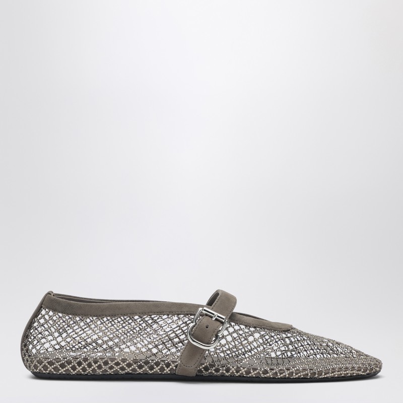 Mesh ballerina flats with rhinestones