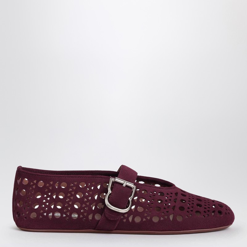 Vienne ballerina in garnet red suede