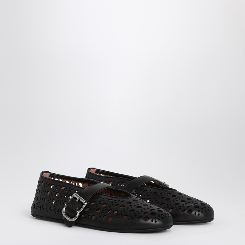 Alaïa Vienne Cutout Mary Jane Ballerina Flats In Black