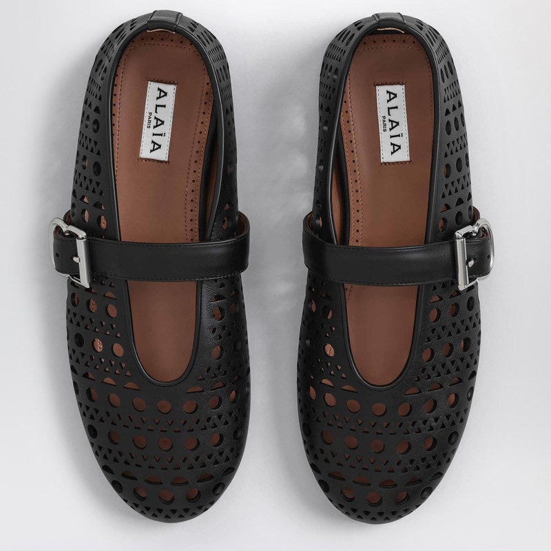 Alaïa Vienne Cutout Mary Jane Ballerina Flats In Black