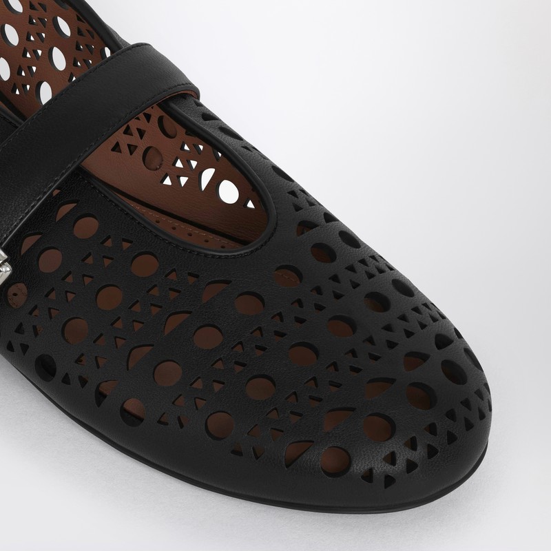 Alaïa Vienne Cutout Mary Jane Ballerina Flats In Black