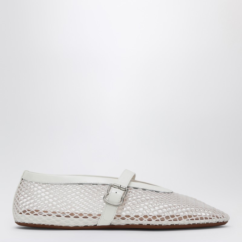 White mesh ballet flats