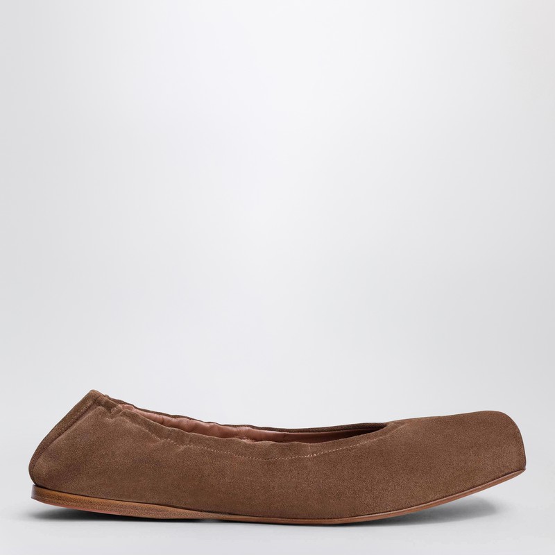 Two-tone ballerina with square toe in brown