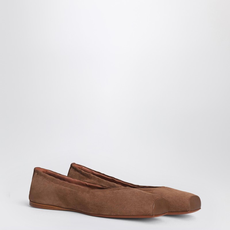 Alaïa Two-tone Ballerina With Square Toe In Brown In Brown