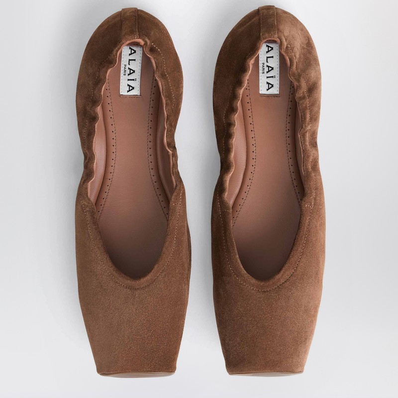 Alaïa Two-tone Ballerina With Square Toe In Brown In Brown