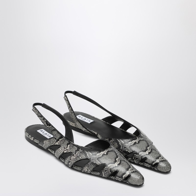 Alaïa Alaia Slingback Ballerinas In Python-effect Printed Leather Women In Gray