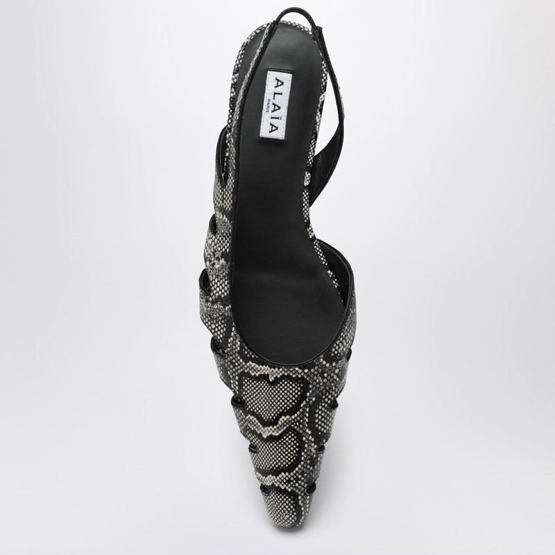 Alaïa Alaia Slingback Ballerinas In Python-effect Printed Leather Women In Gray