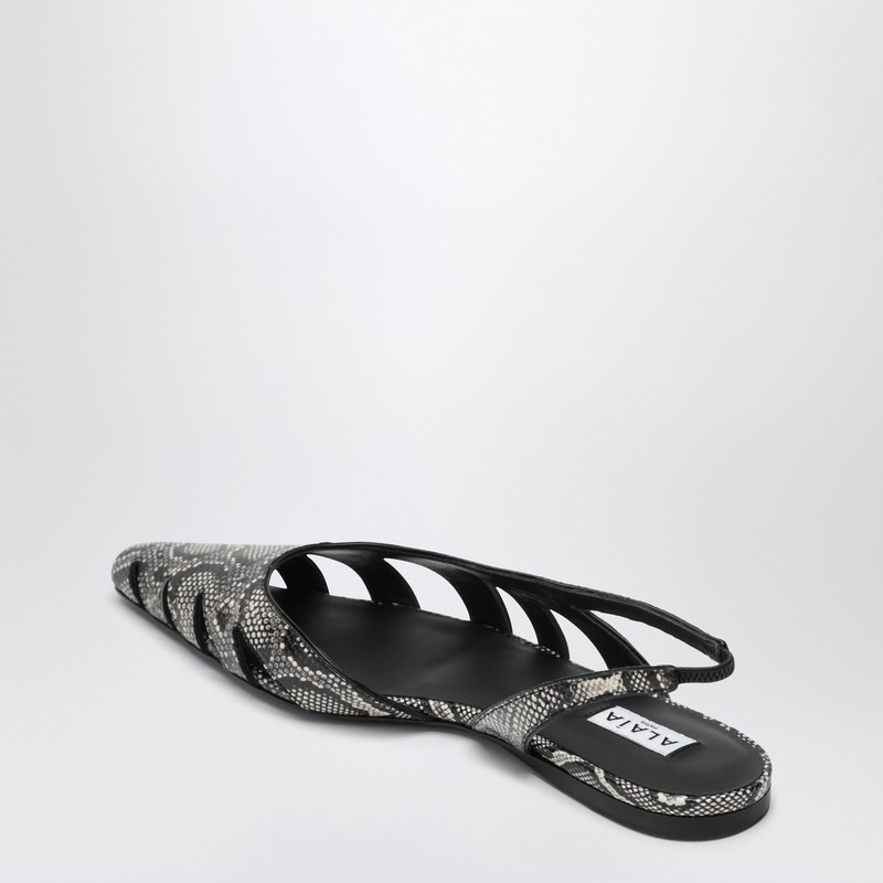 Alaïa Alaia Slingback Ballerinas In Python-effect Printed Leather Women In Gray